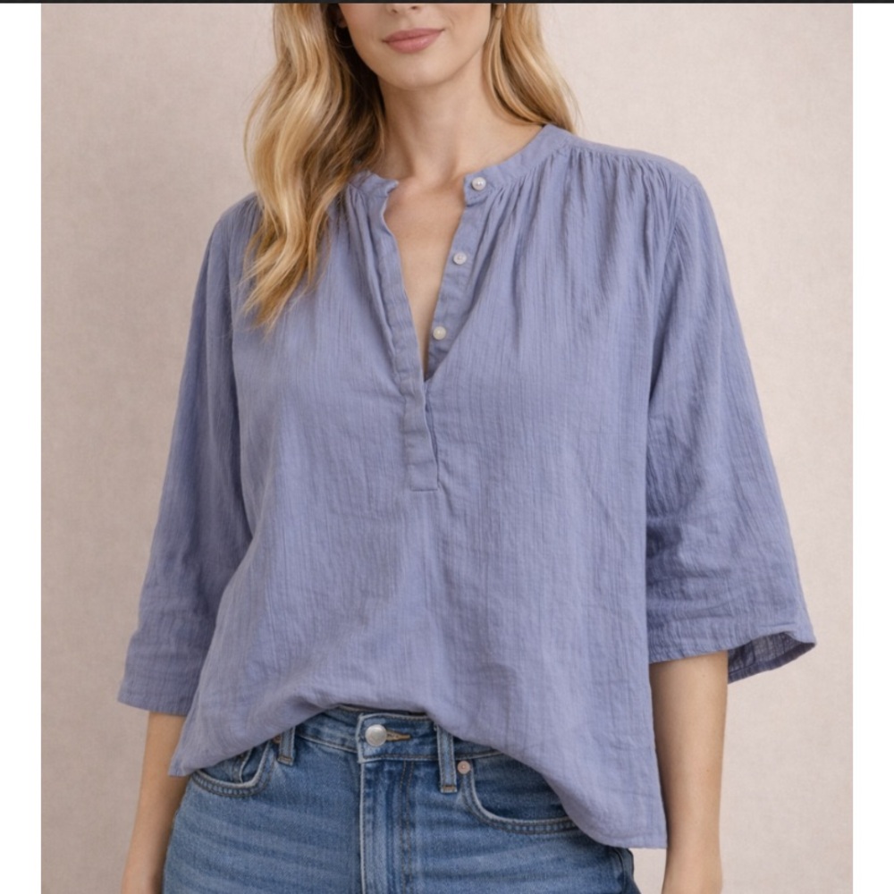 Anthropologie Where Mountains Meet Periwinkle Gauze Blouse – Size Large